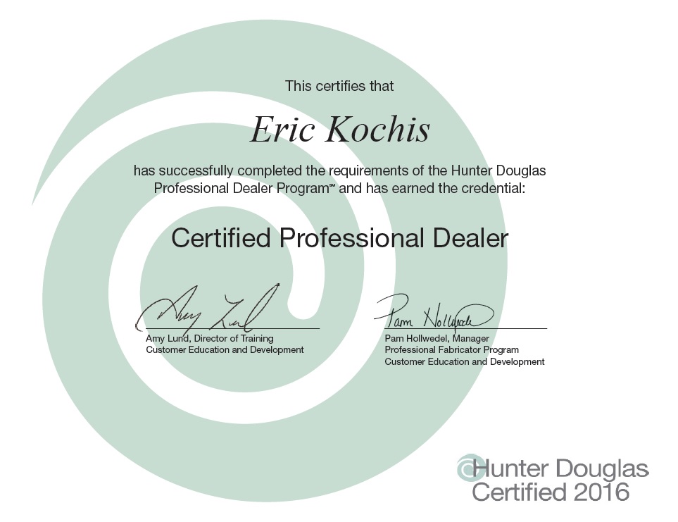Hunter Douglas Certified Dealer 